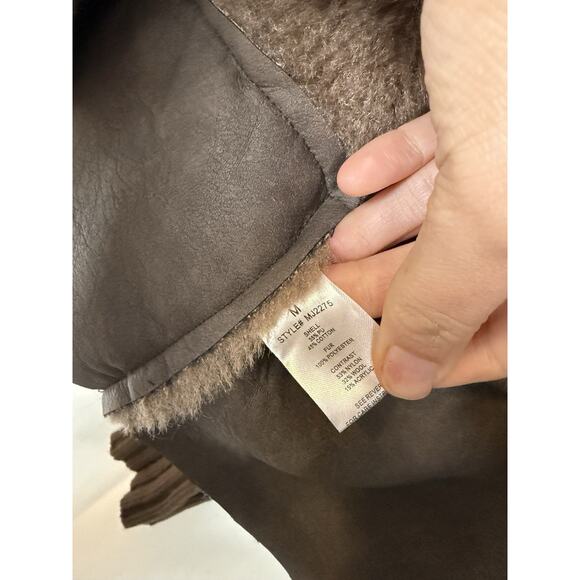 Oli & Hali Patchwork Faux Shearling Fur Knit-Sleeve Jacket Multiple Sizes Brown - Picture 5 of 11